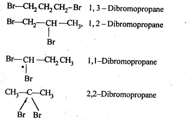 four different dihalogen derivatives of propane