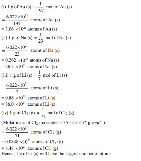 number of atoms